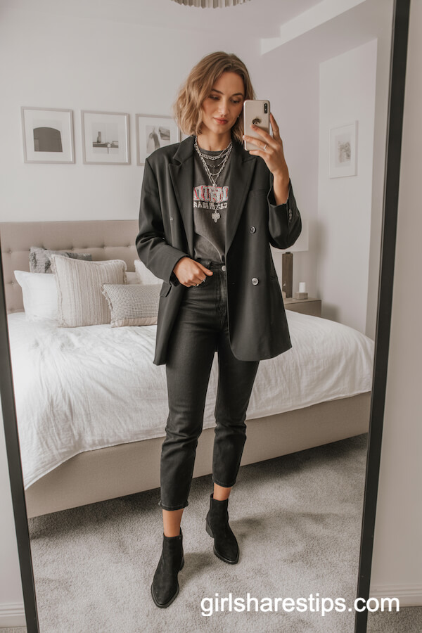 Boyfriend Blazer with Cropped Black Jeans