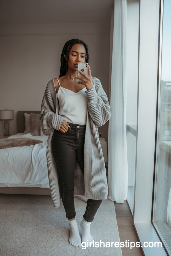 Oversized Cardigan with Black Skinny Jeans