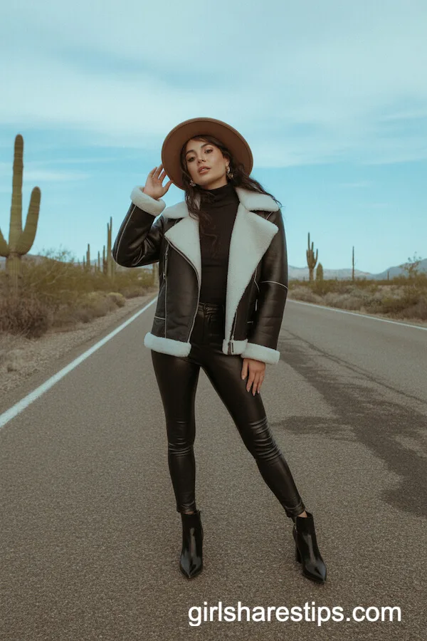Boho Aviator Jacket with Leggings for Desert Vibes