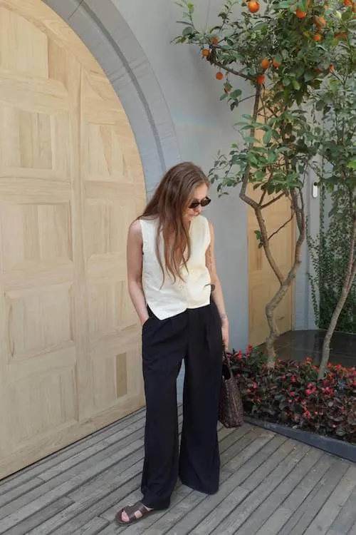 black linen pants outfit