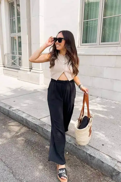 black linen pants outfit