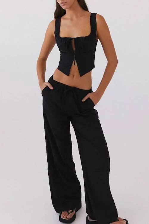 black linen pants outfit