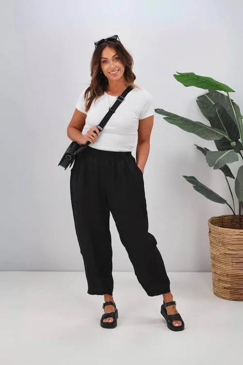 black linen pants outfit