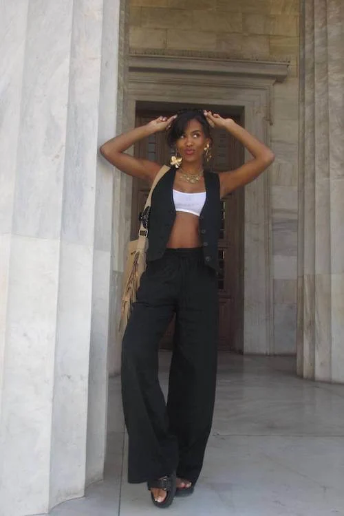 black linen pants outfit