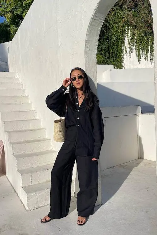 black linen pants outfit