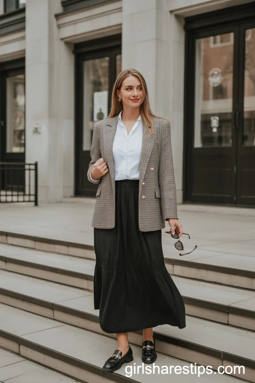 Plaid Blazer and Loafers