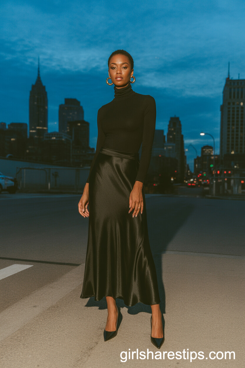 black maxi skirt outfit ideas
