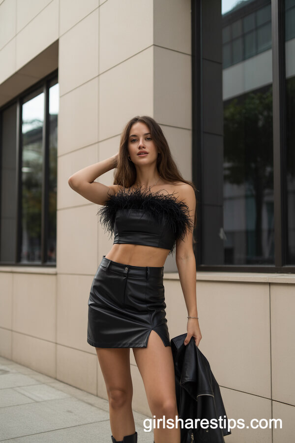 Edgy Urban Style with Feathers and Combat Boots