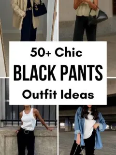 black pants outfit ideas collage