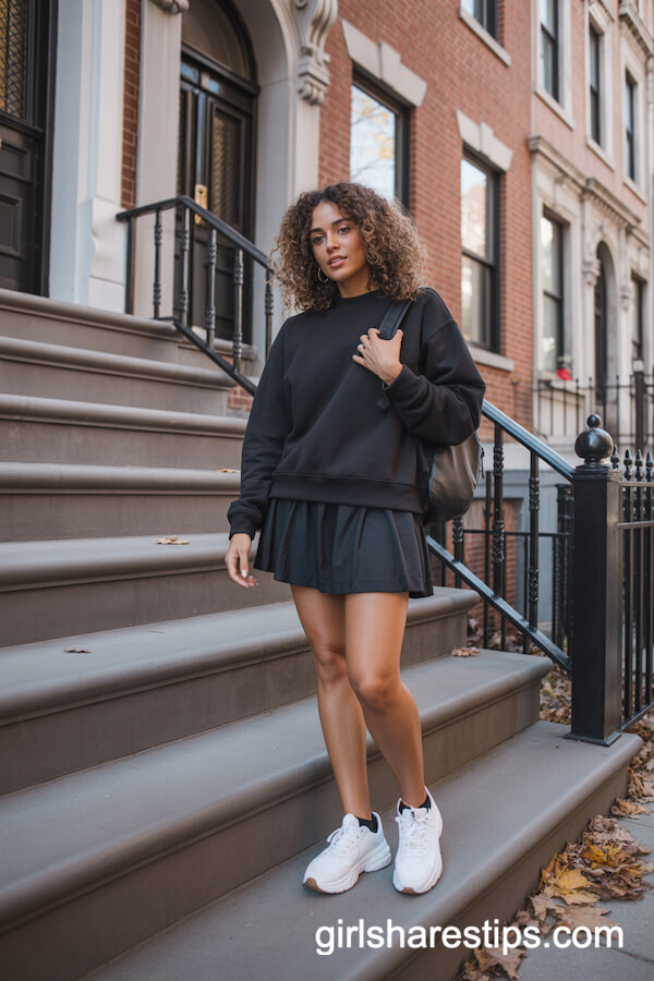 Athleisure Skirt with Oversized Sweatshirt