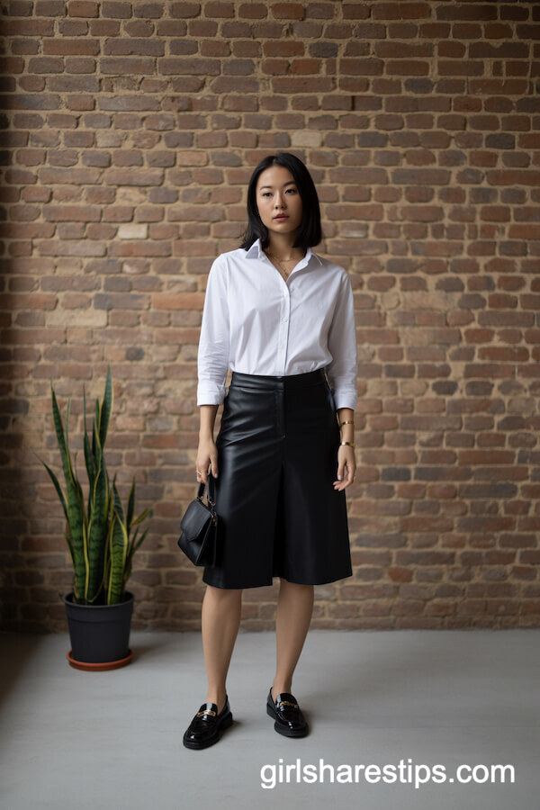 Classic Black Skirt with White Shirt