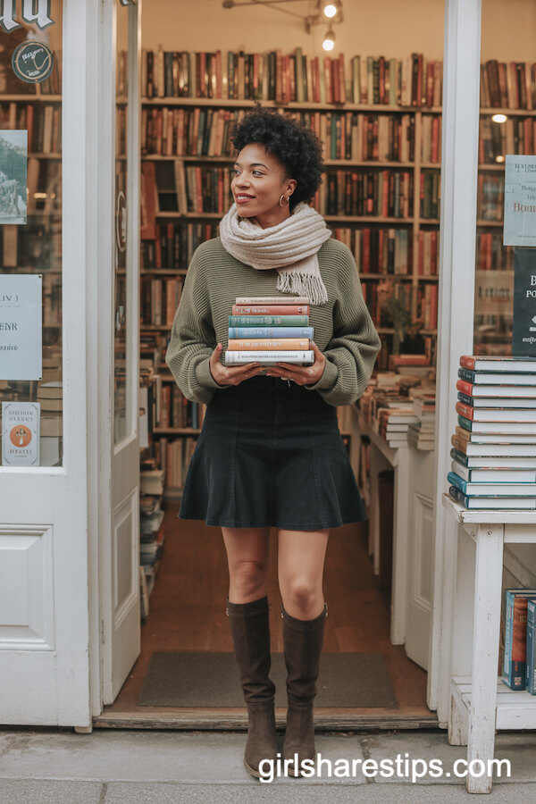 Flared Skirt with Olive Sweater