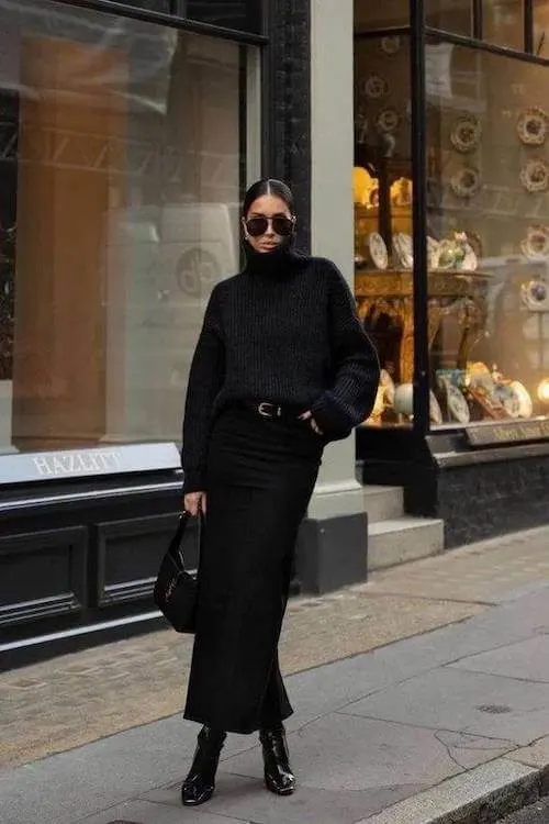 black skirt outfit ideas for women