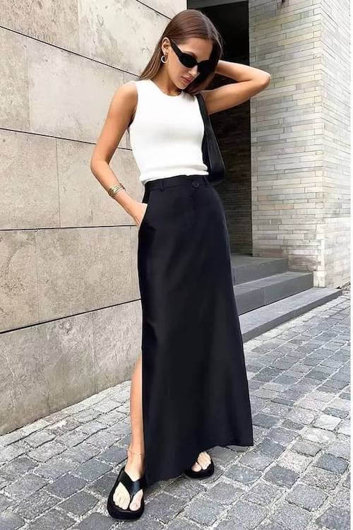 black skirt outfit ideas for women