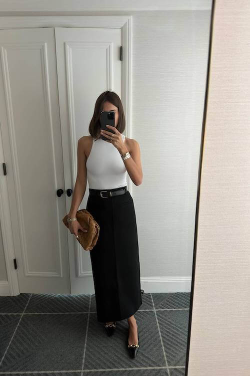 black skirt outfit ideas for women
