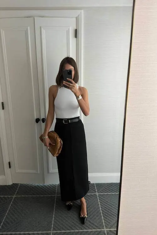 black skirt outfit ideas for women