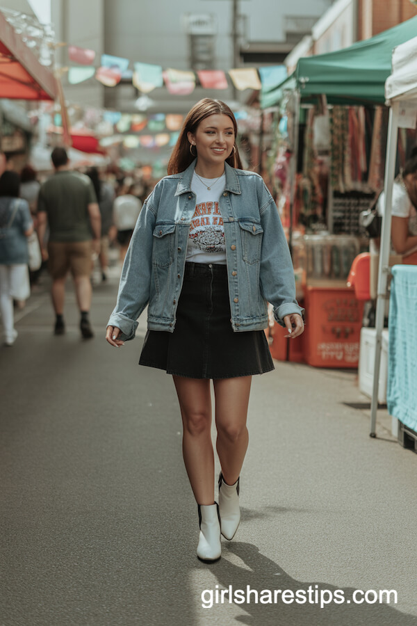 Urban Street Market Style with Denim Jacket
