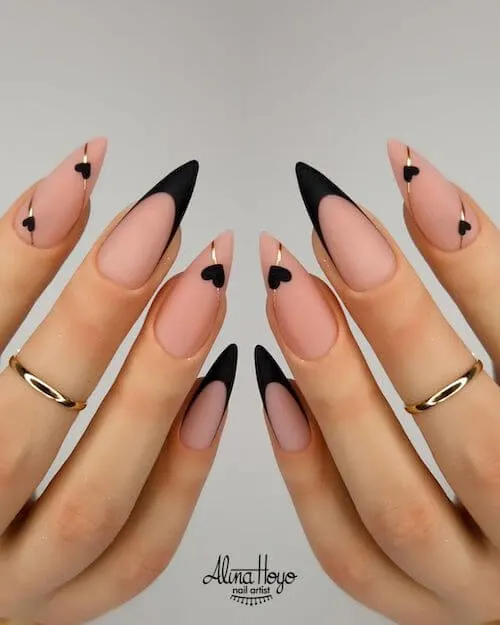 Spring Black Stiletto Nails