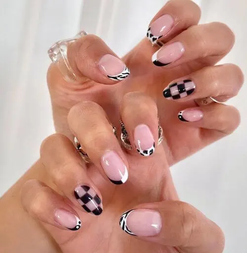 Spring Black Animal Print Nails