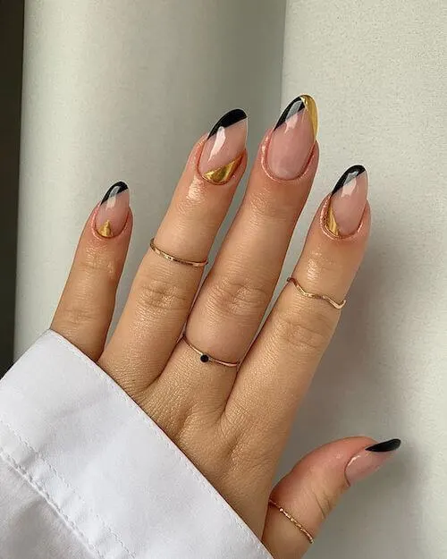 Black And Gold Nail Color Spring Nail Ideas