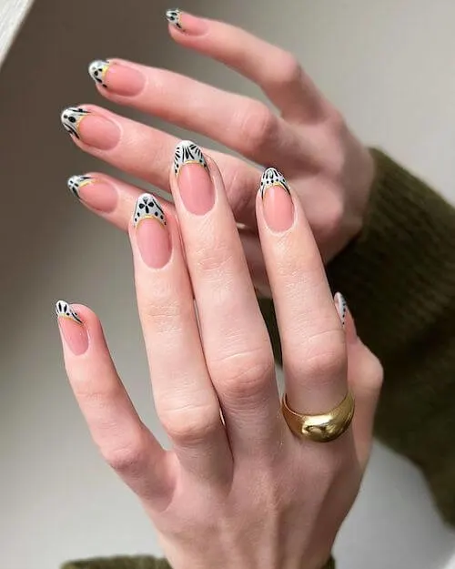 Chic French Manicure With Black Nail Polish
