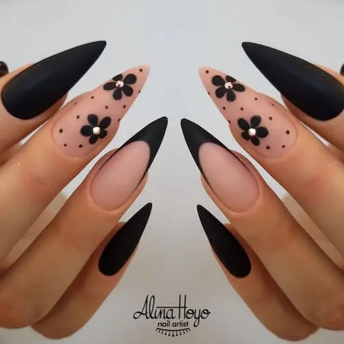 Matte Black Nail Art for Spring