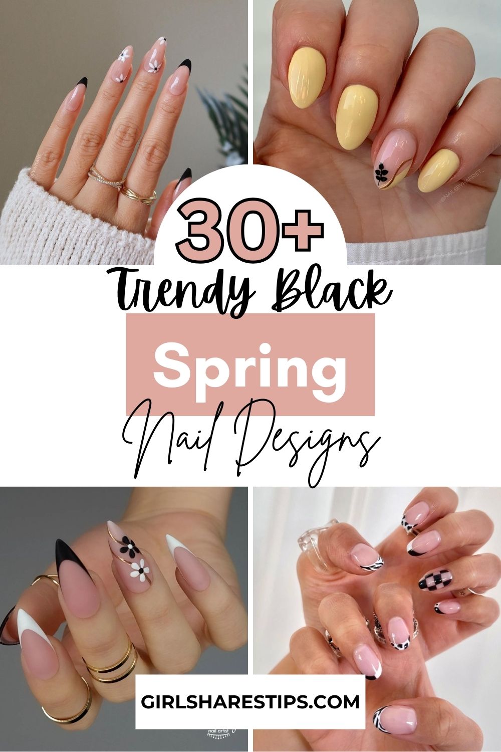 black spring nails collage