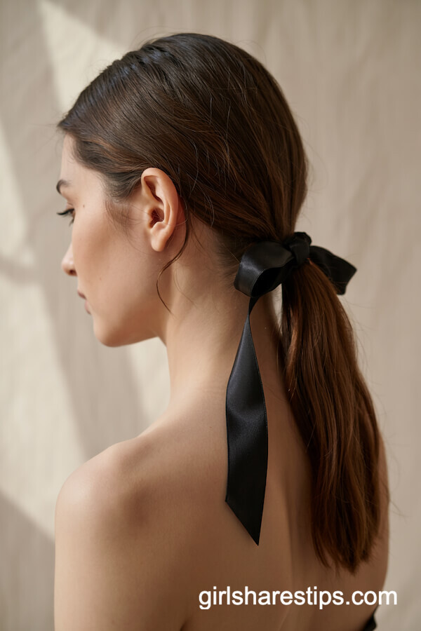 Sleek Low Ribbon Ponytail
