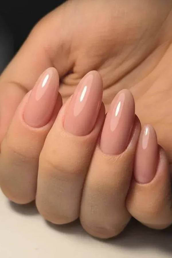 Soft Nude Almond Nails