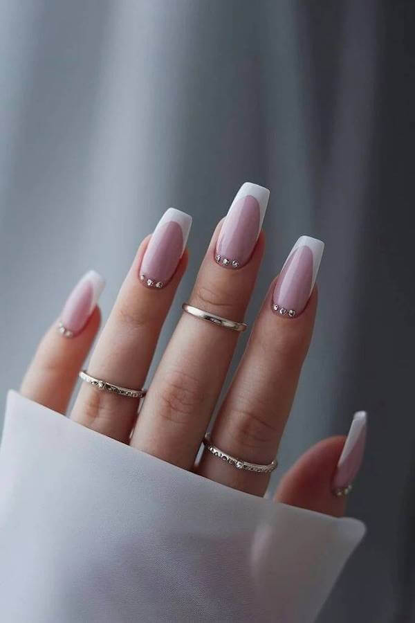 Modern French Tips with Jewels