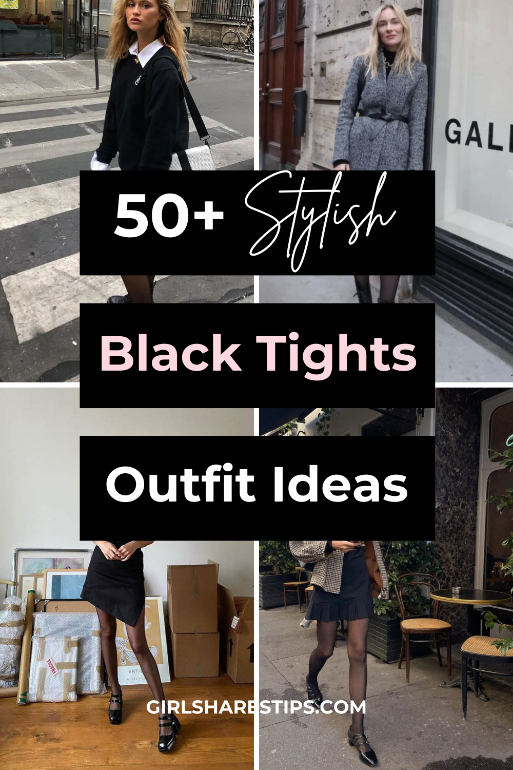 black tights outfit ideas collage