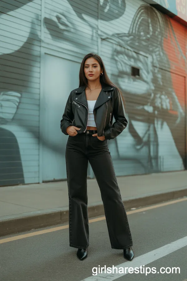 Edgy Moto Jacket and Ankle Boots for Trendy Street Style