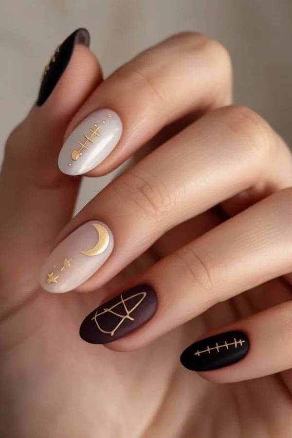 Matte Gold Witch Sigil Nails