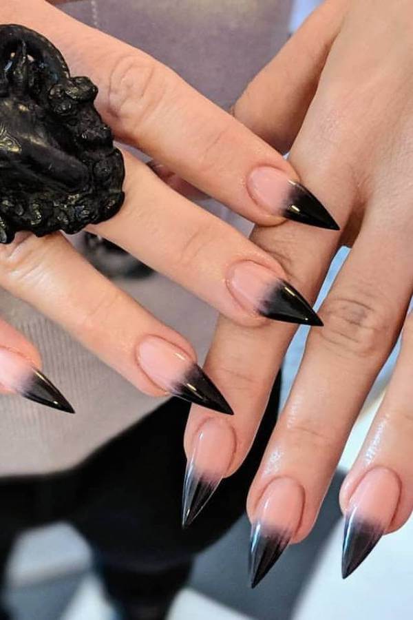 Black Fade Stiletto Nails