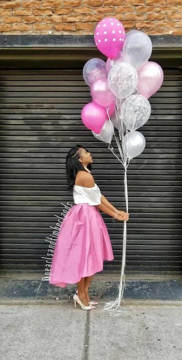Pink and White Balloon Celebration Photoshoot