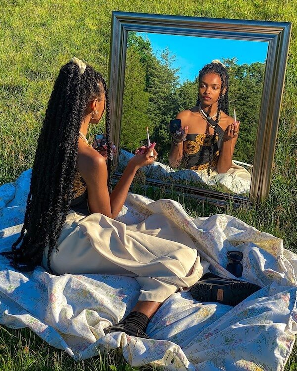 Outdoor Mirror Self-Reflection Photoshoot