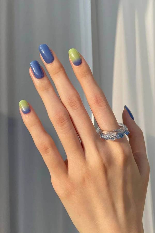 Blue and Green Ombre Nails