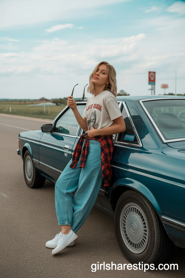 blue baggy jeans outfit ideas for women