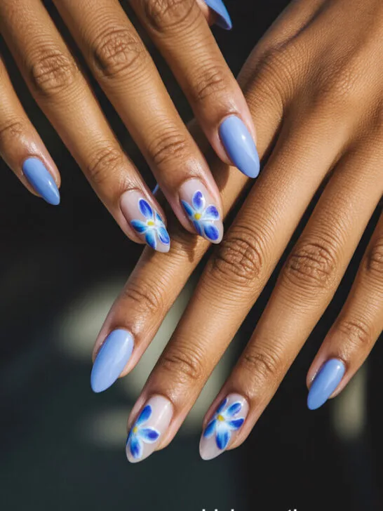 21 Stunning Blue Floral Nails Ideas to Try This Season