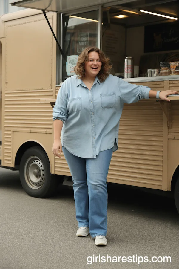 Casual Chambray Shirt and Sneakers for Everyday Style