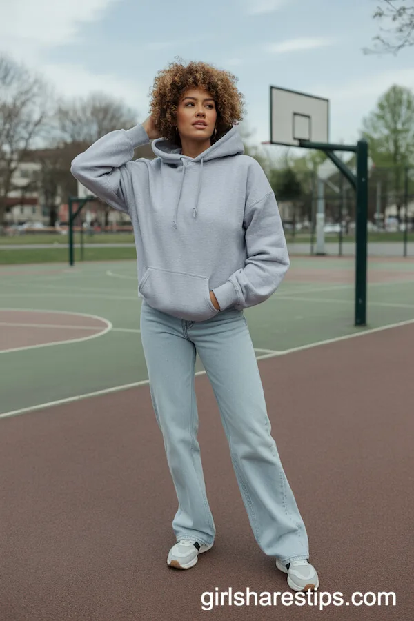 Grey Hoodie and Retro Sneakers
