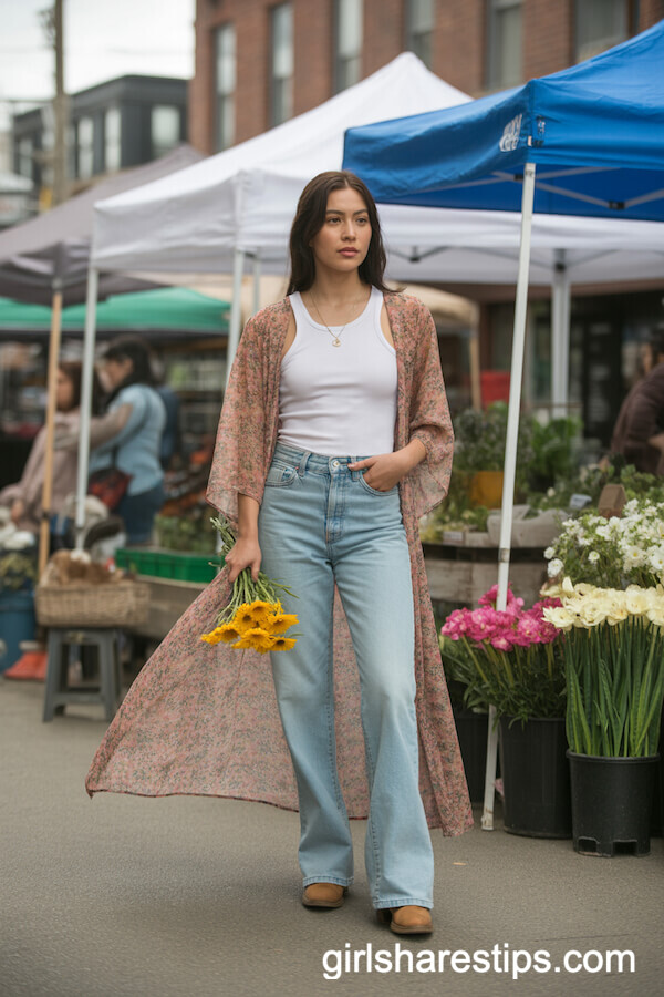 Floral Kimono and Boots for a Boho Market Stroll