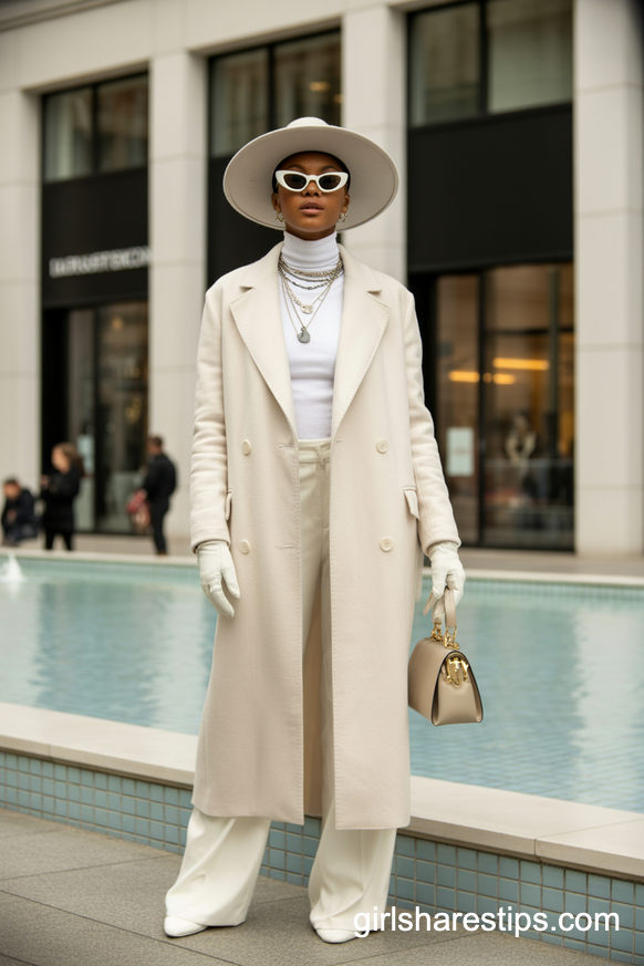 All-White Monochrome Coat And Trousers Luxe Look