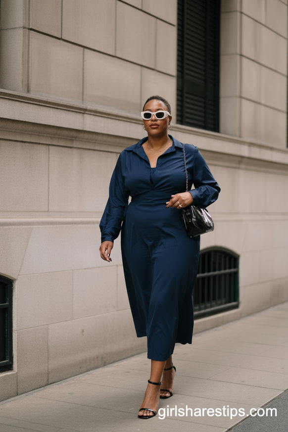 Navy Shirt Dress For Effortless Boardroom-To-Dinner Style