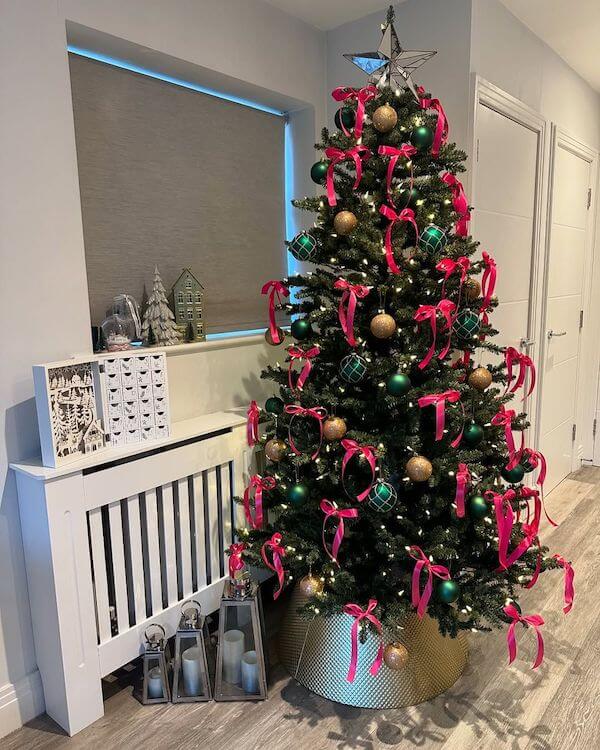 Glam Pink and Gold Bow Christmas Tree