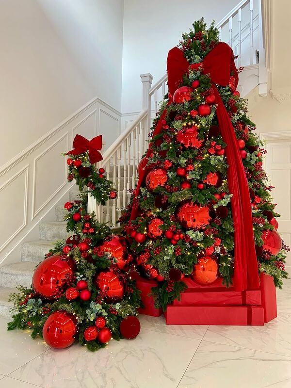 Giant Red Bow Statement Christmas Tree