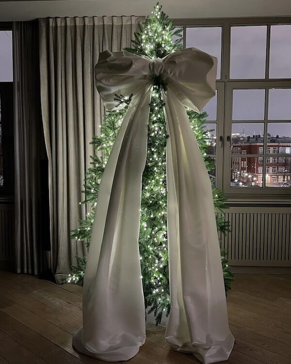 white Ribbon Bow Christmas Tree Decor