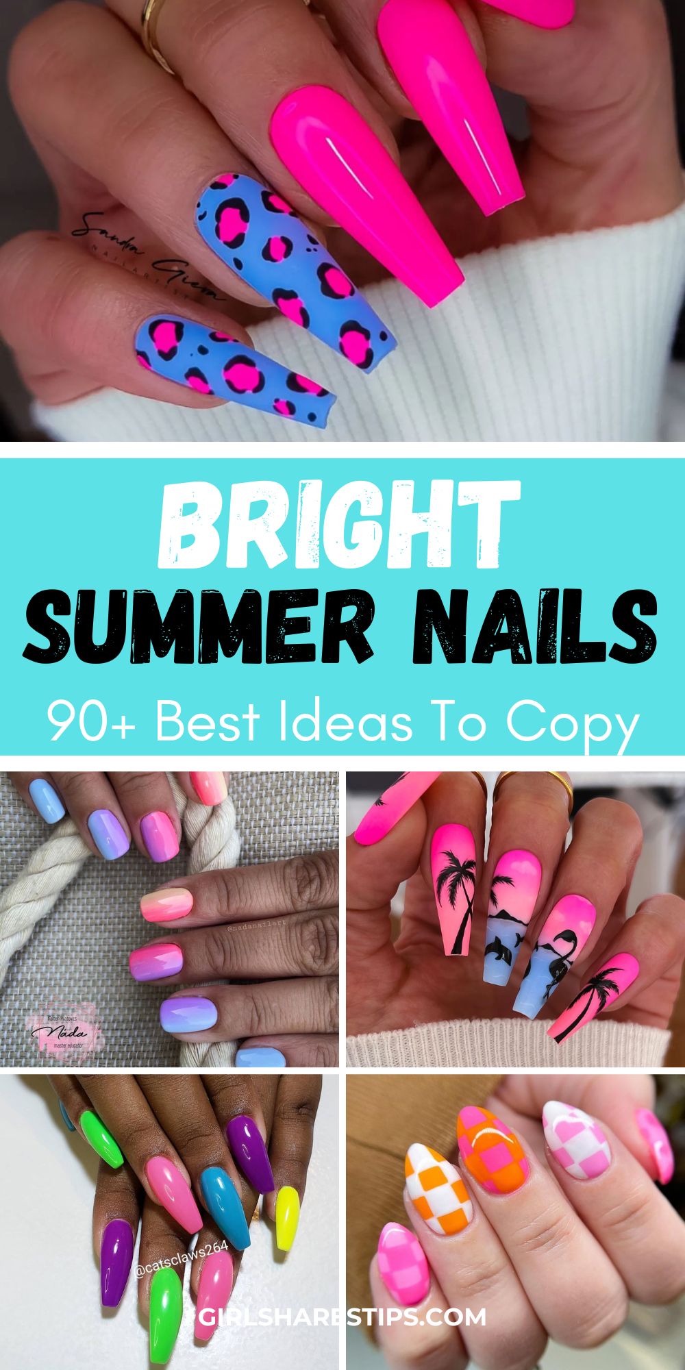 bright summer nails designs collage