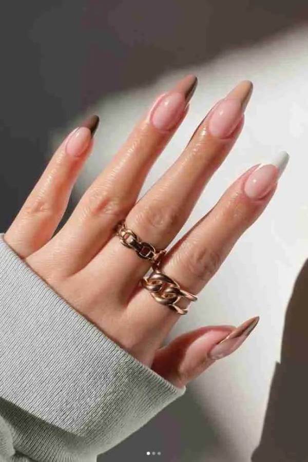 Classic Brown Almond French Tips
