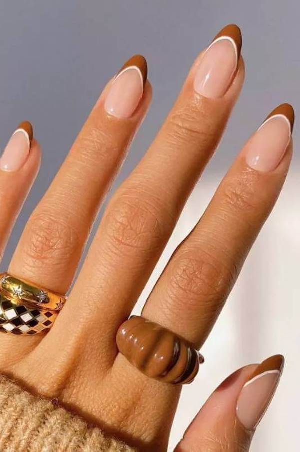 Classic Brown French Tip Nails
